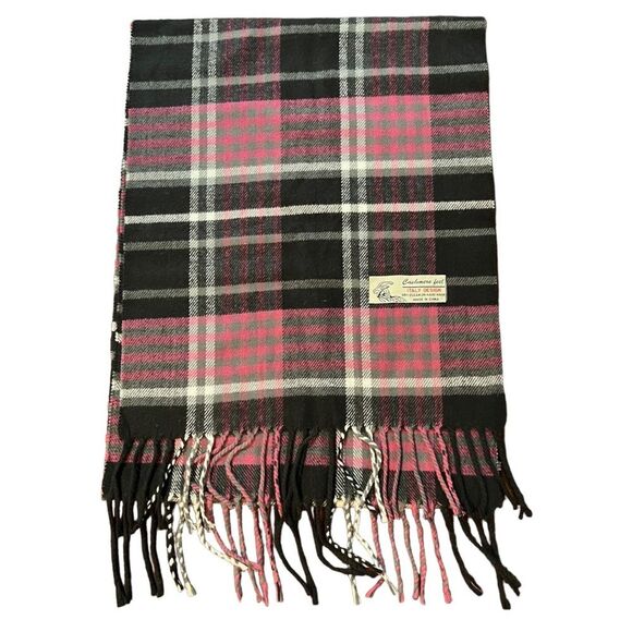 Italy design Cashmere Feel Plaid Scarf W/ Fringe Tassel Detail— like new!! - Picture 2 of 7